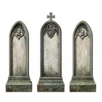 Detailed tombstones on a transparent background highlighting intricate designs and isolated objects for artistic purposes, tombstones, file of isolated object on transparent background png