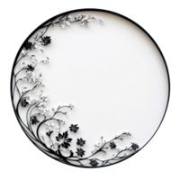 Elegant circular frame with intricate floral design on a clean transparent background, showcasing artful craftsmanship and creativity, circular frame on transparent background png