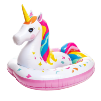 Colorful unicorn inflatable pool float perfect for summer fun by the pool or beach, Unicorn Inflatable Pool Float On transparent background png