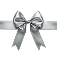 A beautifully crafted silver ribbon with a bow elegantly placed on a transparent background, perfect for gift wrapping, silver ribbon with bow on transparent isolated on transparent background png
