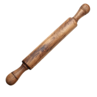 Rustic wooden rolling pin isolated on a clean background for baking and cooking activities at home, Wooden rolling pin isolated png