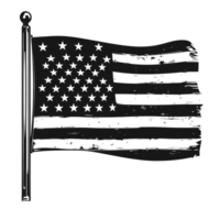 Black American flag with distressed design set against a transparent backdrop for digital use, black American flag on transparent background png