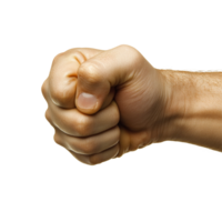 A strong fist extended forward in a side view against a transparent background, symbolizing determination and strength, Fist outstretched forward, side view, isolated on transparent background png