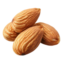 Closeup view of raw almonds with textured skin against a transparent background showcasing their natural beauty and nutrientrich qualities, Closeup of almonds, isolated on transparent background png