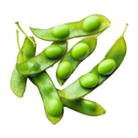 Fresh green soy beans on a transparent background showcasing vibrant pods and peas for culinary use and nutrition, green soy beans isolated on transparent background png