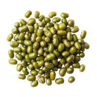 A closeup view of green mung beans isolated on a clean transparent background highlighting their natural color and texture, Group of green mung beans isolated png