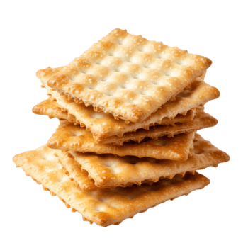 stack av Krispig crackers ordentligt anordnad på en rena transparent bakgrund, visa upp deras gyllenbrun Färg och textur, crackers isolerat på transparent bakgrundsfil png