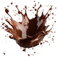 Chocolate splash creating dynamic droplets on a transparent background showcasing rich textures and flavors, Isolated muffin with a cherry on top, transparent background png