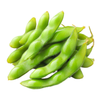 Fresh edamame green soybeans isolated on a transparent background ready for a healthy snack or culinary use, edamame green soy beans isolated on transparent background png