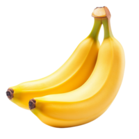 Two ripe bananas placed on a clean transparent background, showcasing their vibrant yellow color and smooth texture, Two bananas isolated on transparent background png
