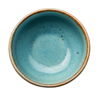 A simple empty ceramic bowl with a light blue interior on a clean transparent background, ideal for serving and decoration, Empty bowl on a transparent background png