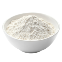 A bowl filled with flour sits on a transparent background, perfect for baking and cooking projects in any kitchen setting, Flour in a transparent bowl isolated on transparent background png