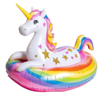 Bright unicorn inflatable pool float perfect for summer fun and relaxation on sunny days, Unicorn Inflatable Pool Float On transparent background png