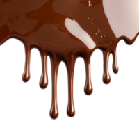 Melted chocolate oozing and dripping onto a clean transparent background, creating a delicious visual experience, melted chocolate dripping on transparent background png