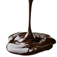 Rich velvety chocolate pour and drip creating a glossy puddle on a transparent background, Velvety Chocolate Pour and Drip isolated on transparent background png