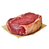 Isolated beef loin cut on parchment, displaying its rich color and marbling in a clean setting, Isolated beef loin meat part png