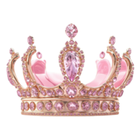 Enchanting pink crown adorned with sparkling gems displayed elegantly on a transparent background, Enchanting Pink Crown on transparent background Royalty in Motion png