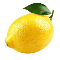 Fresh and vibrant lemon with green leaf against transparent background, perfect for culinary use or decoration, lemon isolated on transparent background png