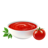 Fresh tomato sauce with ripe tomato and parsley on a clean transparent background, perfect for culinary use, Tomato sauce and tomato on transparent background png