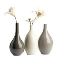 Elegant ceramic vases featuring modern and classic designs perfect for floral arrangements and home decor, Elegant Ceramic Vases, Modern and Classic Designs Isolated on transparent background png