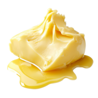 Melting butter creating a rich golden pool against a pristine transparent background, Butter melting isolated png