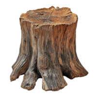 A weathered dead log stump with intricate textures and natural details against a stark transparent background, Dead Log Stump on transparent background png