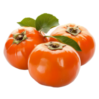 Ripe persimmons arranged beautifully on a transparent background, showcasing their vibrant color and glossy texture, ripe persimmons on transparent background png
