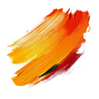 Vivid oil color brush strokes create a dynamic display of orange, yellow, and red on a transparent background, oil color brush stroke isolated on transparent background png