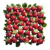 Freshly arranged strawberries on a transparent background creating a vibrant display, 2024 Formed by Strawberries on transparent background png