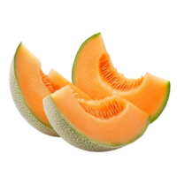Fresh cantaloupe melon slices arranged neatly on a transparent background for culinary presentation or healthy snacking, Cantaloupe melon slices isolated on transparent background png