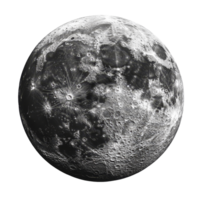 Detailed view of the moons surface showcasing craters and textures on a transparent background, surface of the moon isolated on transparent background png