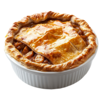Delicious meat pie dish freshly baked, showcased on a pristine transparent background for an appetizing presentation, meat pie dish isolated on transparent background png