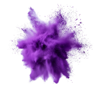 Violet powder explosion creating a vibrant burst isolated on a transparent background, violet color powder explosion isolated on transparent background png