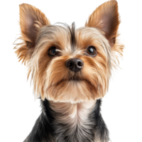 Yorkshire Terrier with striking features on a clean transparent background showcasing its playful personality, Yorkshire on transparent background png