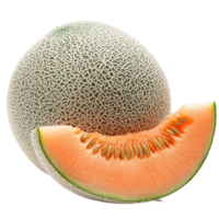 Fresh cantaloupe melon with seeds displayed on a bright watermelon surface, cantaloupe melon with seeds isolated on watermelon on transparent background png