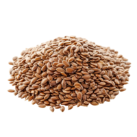 A heap of flax seeds isolated on a transparent background showcasing their natural brown color and unique texture, Flax seeds heap isolated on transparent background png