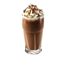 Indulge in a delicious chocolate milkshake topped with whipped cream and chocolate shavings on a bright transparent background, Chocolate Milkshake with Whipped Cream on transparent background png
