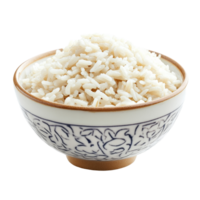 A closeup view of a bowl filled with fluffy transparent rice against a clean transparent background, Rice in a bowl on transparent background png