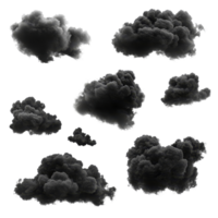 Black clouds against a transparent background showcasing texture and variations in shape and density, Black clouds isolated on transparent background png