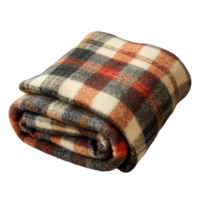 Cozy folded wool checkered plaid blanket perfect for chilly evenings by the fireplace, folded warm wool checkered plaid blanket, file of isolated object with shadow on transparent background png