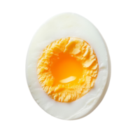 Boiled egg with yolk on transparent background showcasing its texture and color details, boiled egg on transparent background png