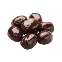 A closeup of chocolate jujubes arranged on a transparent background showcasing their glossy appearance and rich color, chocolate jujube on on transparent background png