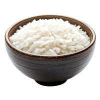 A bowl of fluffy transparent rice on a clean transparent background, ideal for culinary presentations, Rice in a bowl isolated on transparent background png