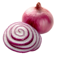 Freshly sliced red onion with whole onion on a pristine transparent background ready for culinary use or presentation, Red sliced onion isolated on transparent background png
