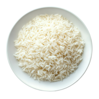 A close view of perfectly cooked jasmine rice in a transparent plate on a clean, transparent background, Jasmine rice in transparent plate on transparent background png