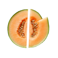 Sliced cantaloupe melon showcasing its seeds on a smooth transparent background, cantaloupe melon with seeds isolated on watermelon on transparent background png