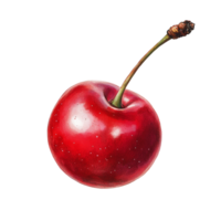 Bright red cherry plum displayed on a pristine transparent background, capturing its vivid color and natural beauty, red cherry plum on transparent background png