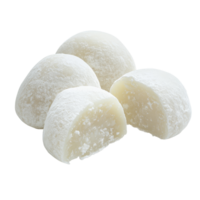 Delicious mochi pieces cut in half on a clean transparent background, showcasing the soft texture and interior filling, mochi transparent isolated transparent background png