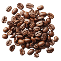 A closeup view of freshly roasted coffee beans arranged on a light surface, showcasing their rich color and texture, coffee beans isolated Stock Photo png