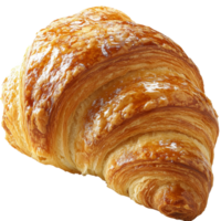 Delicious French croissant isolated on a transparent background showcasing its flaky texture and golden color, French croissant isolated png